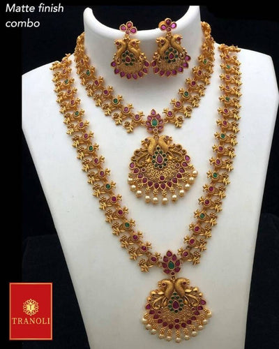 Tranoli Stylish and Elegant Temple Matte Finish Jewellery Set