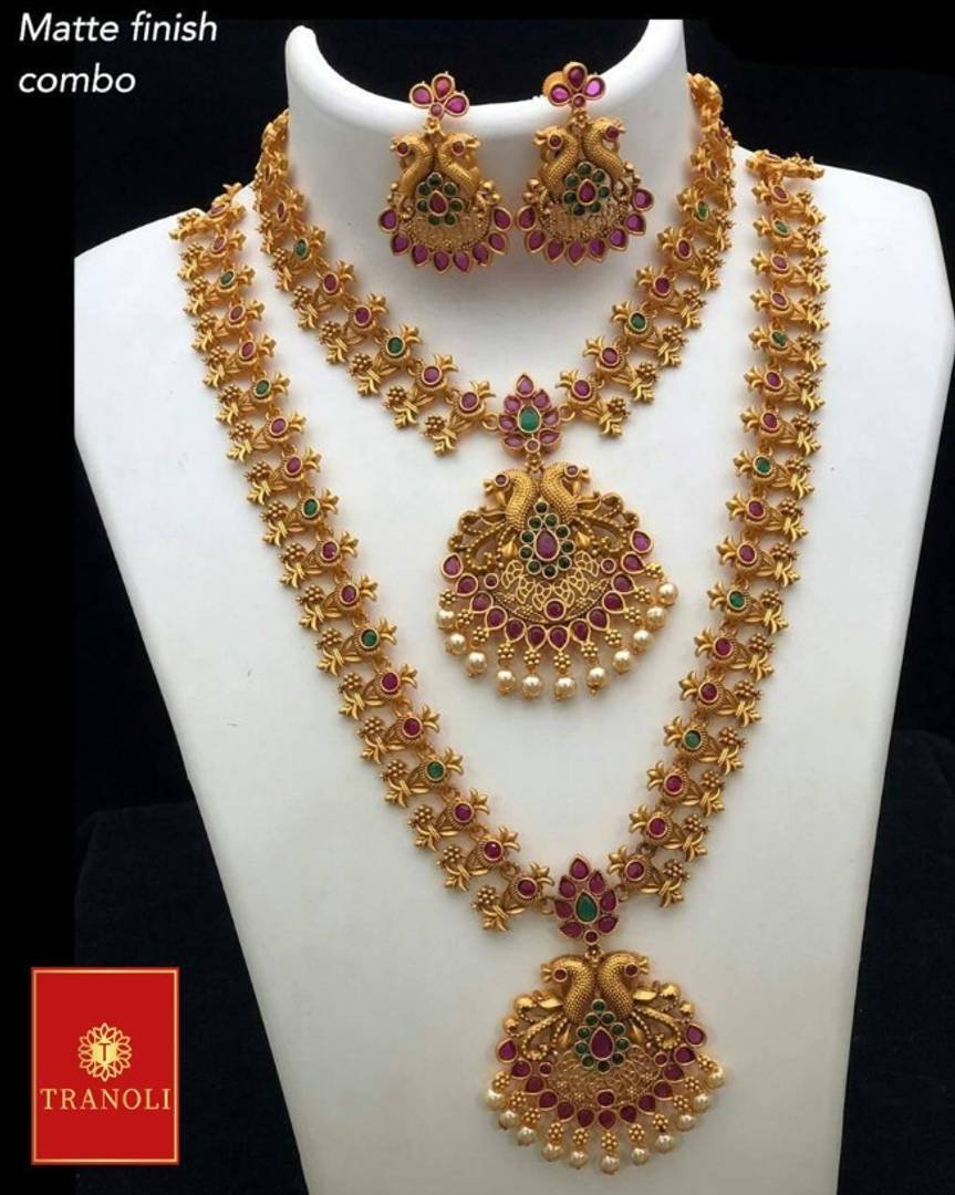 Tranoli Stylish and Elegant Temple Matte Finish Jewellery Set